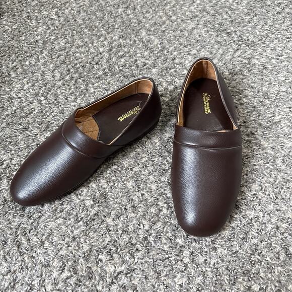 The Vermont Country Store Men\'s 9 Wide Leather Lounge Slippers Shoes Brown New main image 5